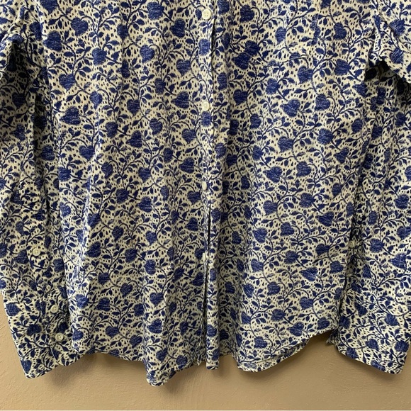 Alex Mill Standard Ikat Heart Button Down Shirt Blue White Size XL NWT New - Picture 5 of 13